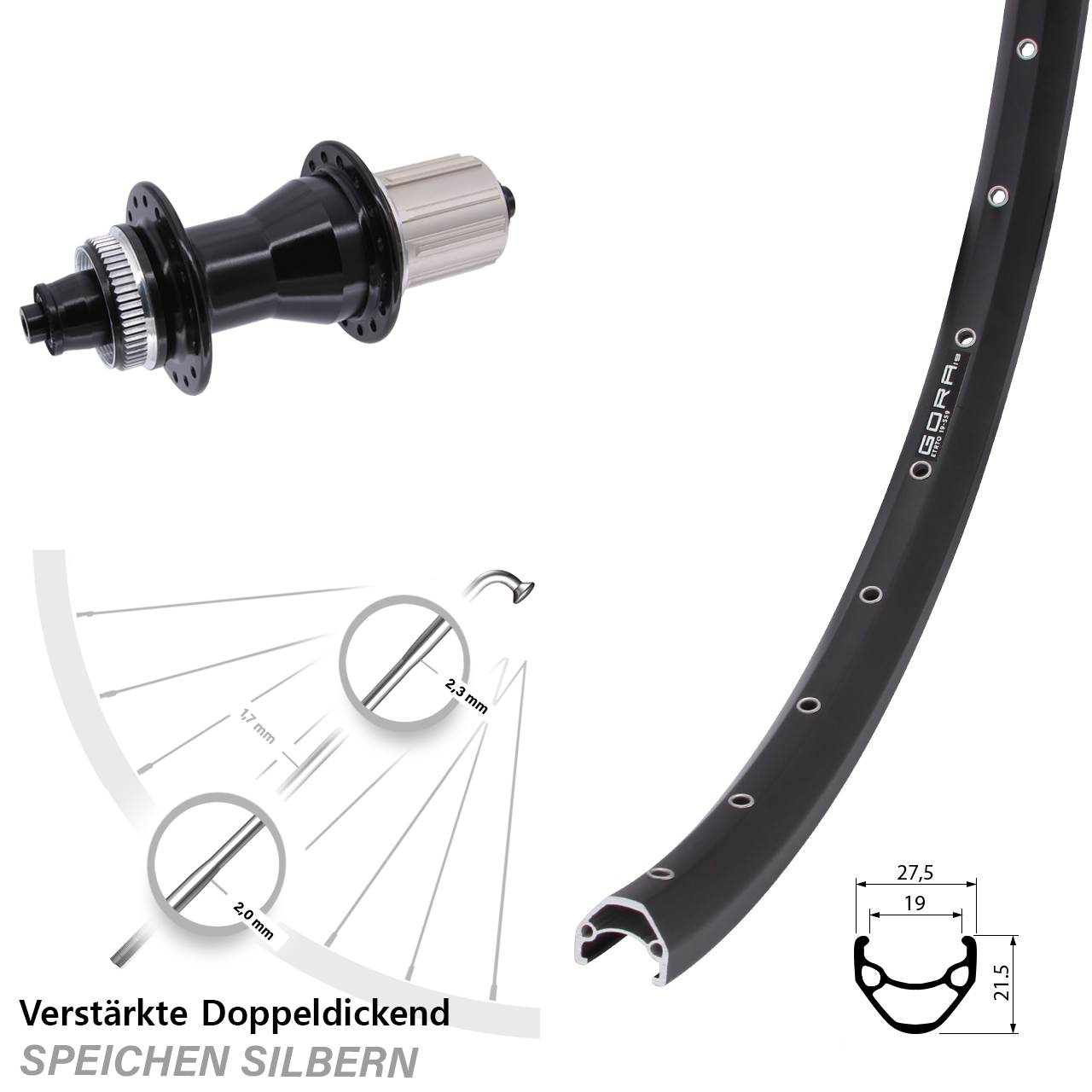 Disc Hinterrad für Schnellspanner 28-29 Zoll Gora 19 Novatec CL-135 8-12 fach HG