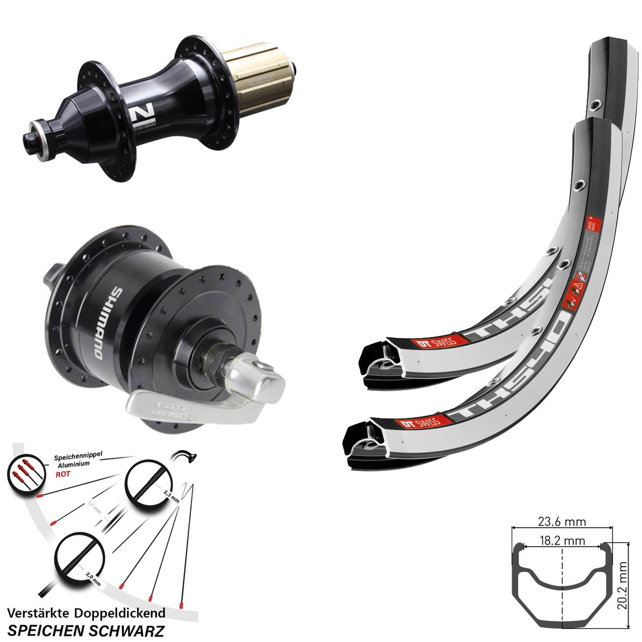 Laufradsatz 28 Zoll DT Swiss TK540 Novatec F162SB Shimano DH-3N72 8-12 fach HG QR