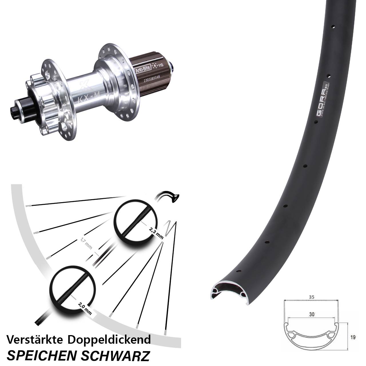 Gora 30 KX-M 27,5 Zoll Disc Laufrad für Schnellspanner 8-12 fach