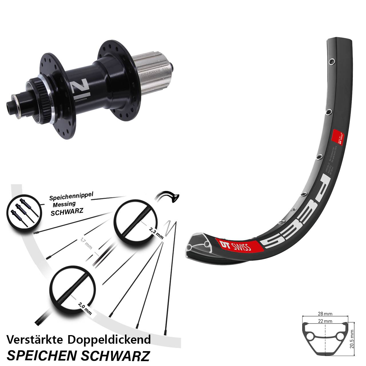 Disc Hinterrad für Schnellspanner 28 Zoll DT Swiss 533d Novatec D042SB 8-12 fach HG