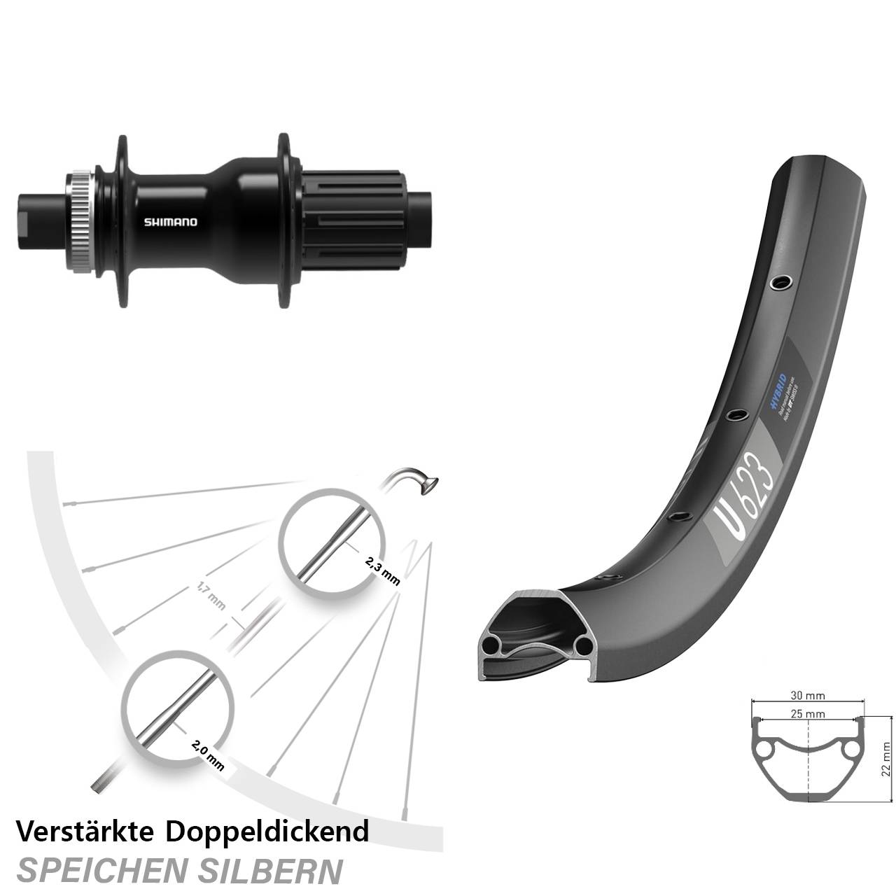Hinterrad Centerlock 29 Zoll DT Swiss U623 Shimano FH-TC500-B 8-11 fach HG 12x148 Boost