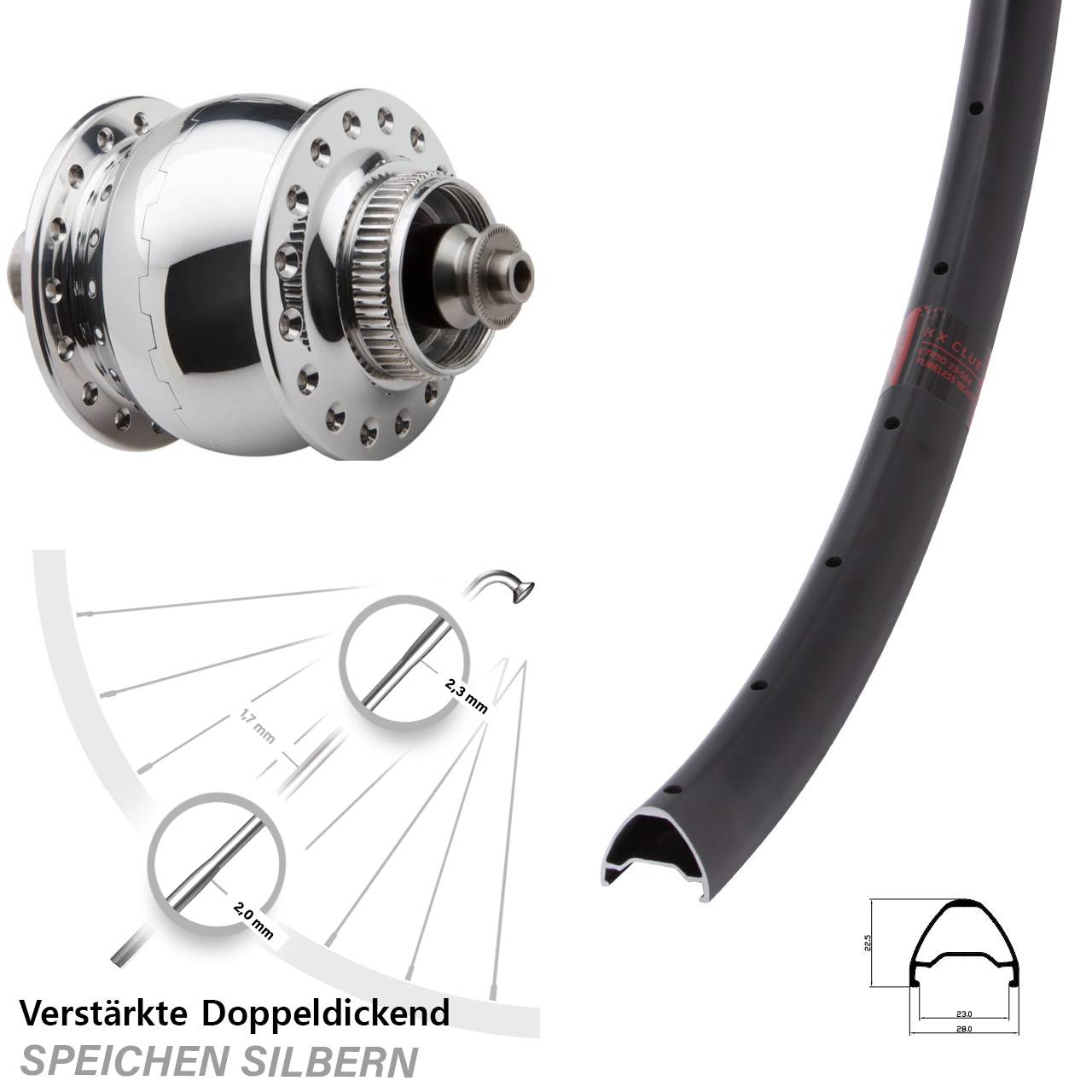 Disc Nabendynamovorderrad SON 28 Zoll KX Clue für Schnellspanner