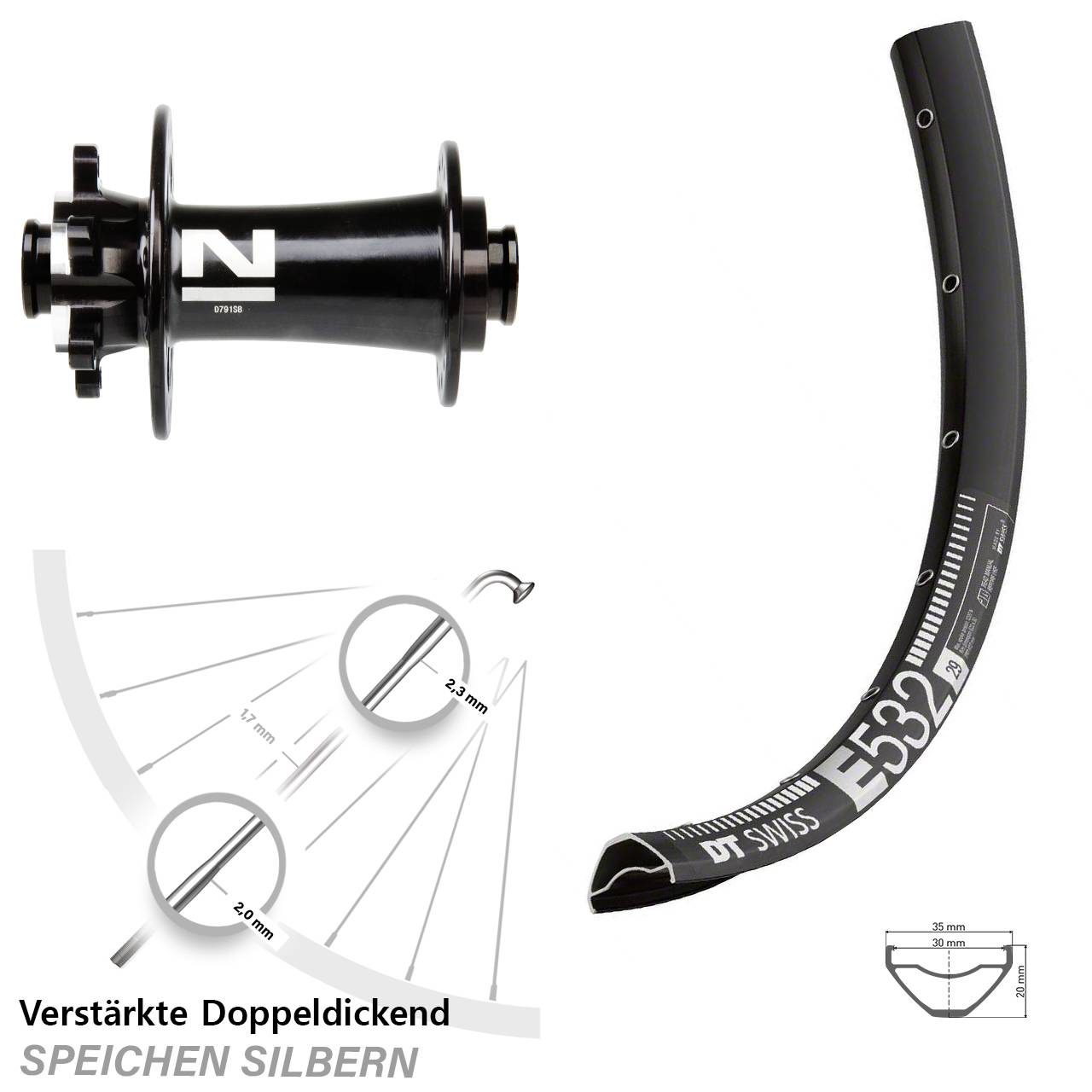 Vorderrad 6-Loch 29 Zoll DT Swiss E 532 Novatec D791 15x100
