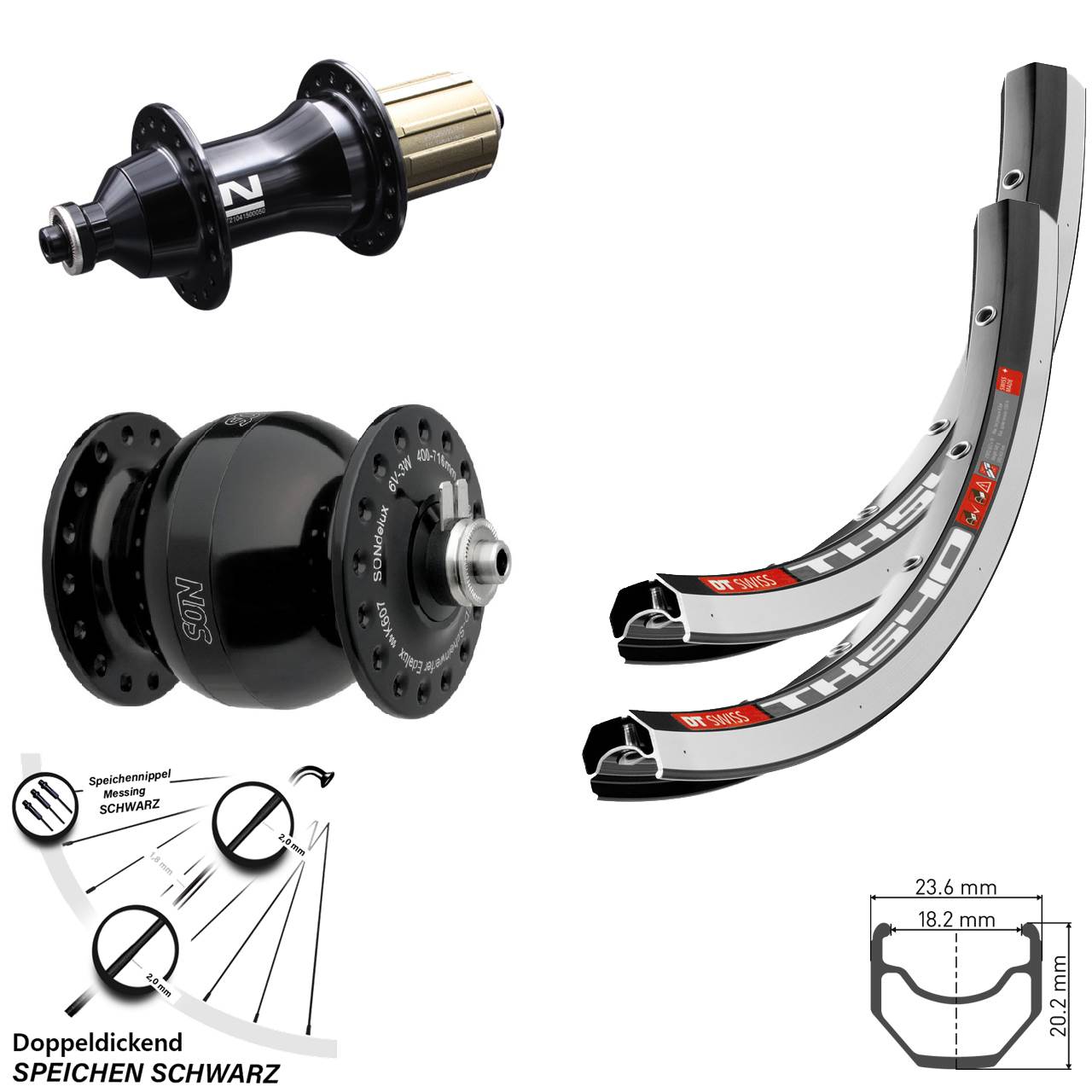 DT Swiss TK540 Novatec F-162SB SON delux wide body 28 Zoll Laufradsatz QR 8-12 fach HG