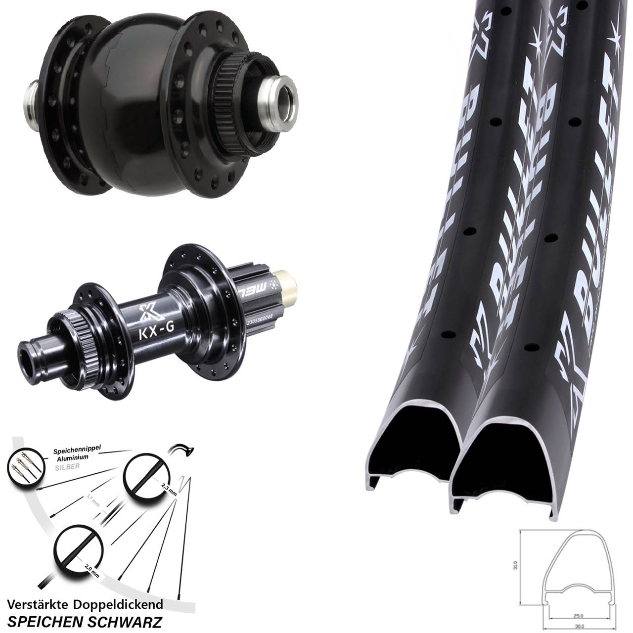 Disc Laufrad-Satz 12x100/142 28-29 Zoll KX-G Bullet OS SON 28 Campa N3W