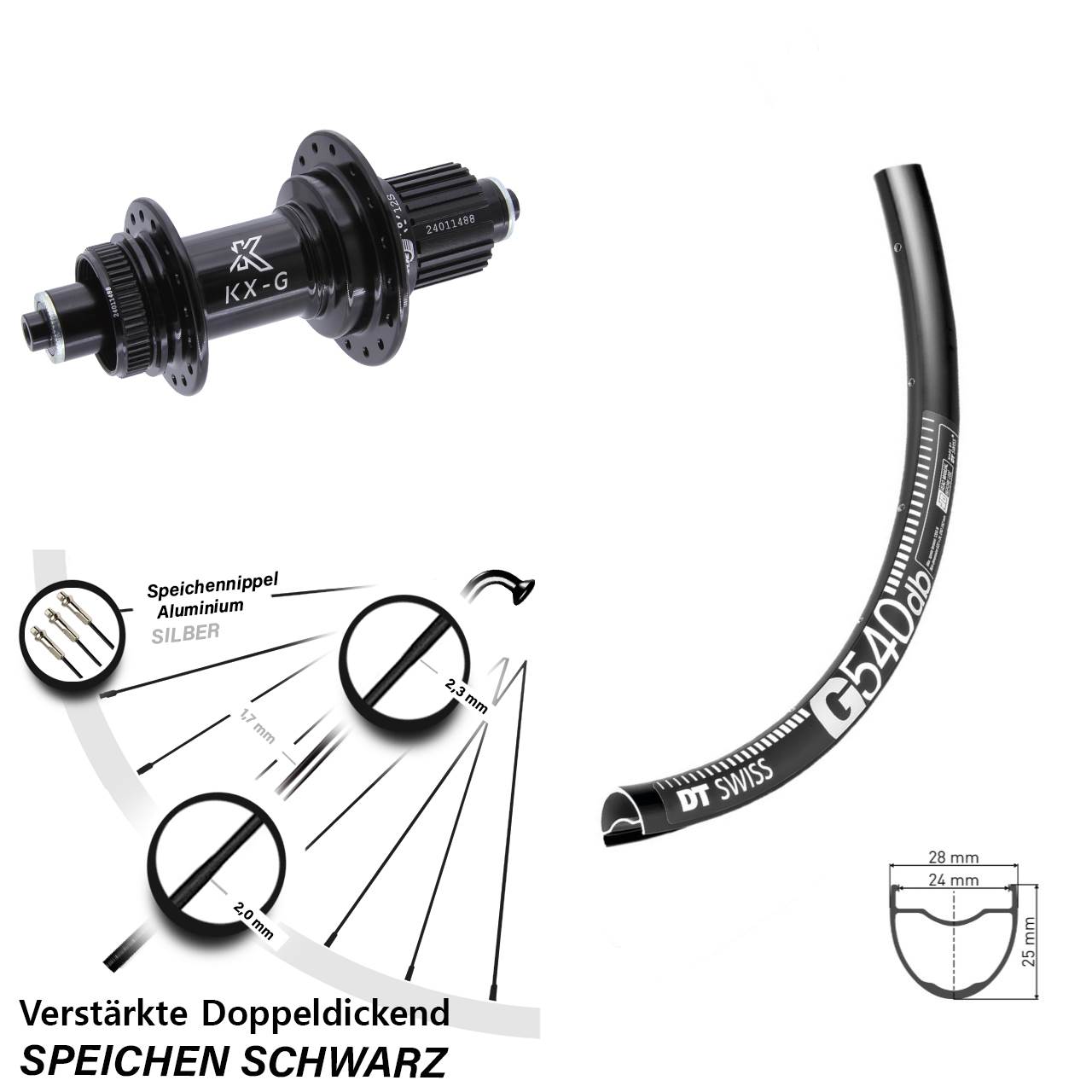 Disc Hinterrad für Schnellspanner 29 Zoll DT Swiss G540 KX-G Shimano Micro Spline