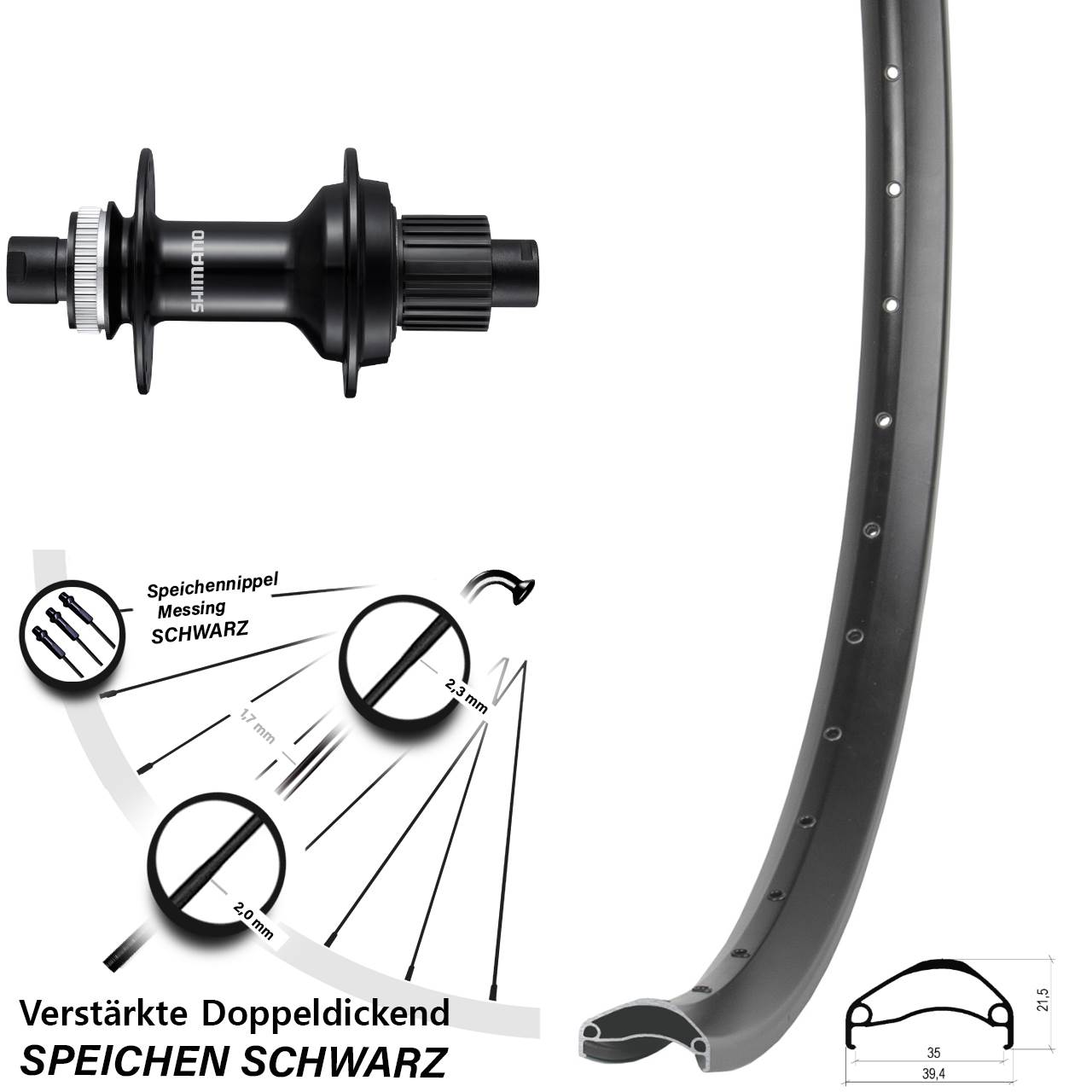Disc Laufrad 12x148 27,5 Zoll Ambrosio E35 Shimano FH-MT510B Micro Spline