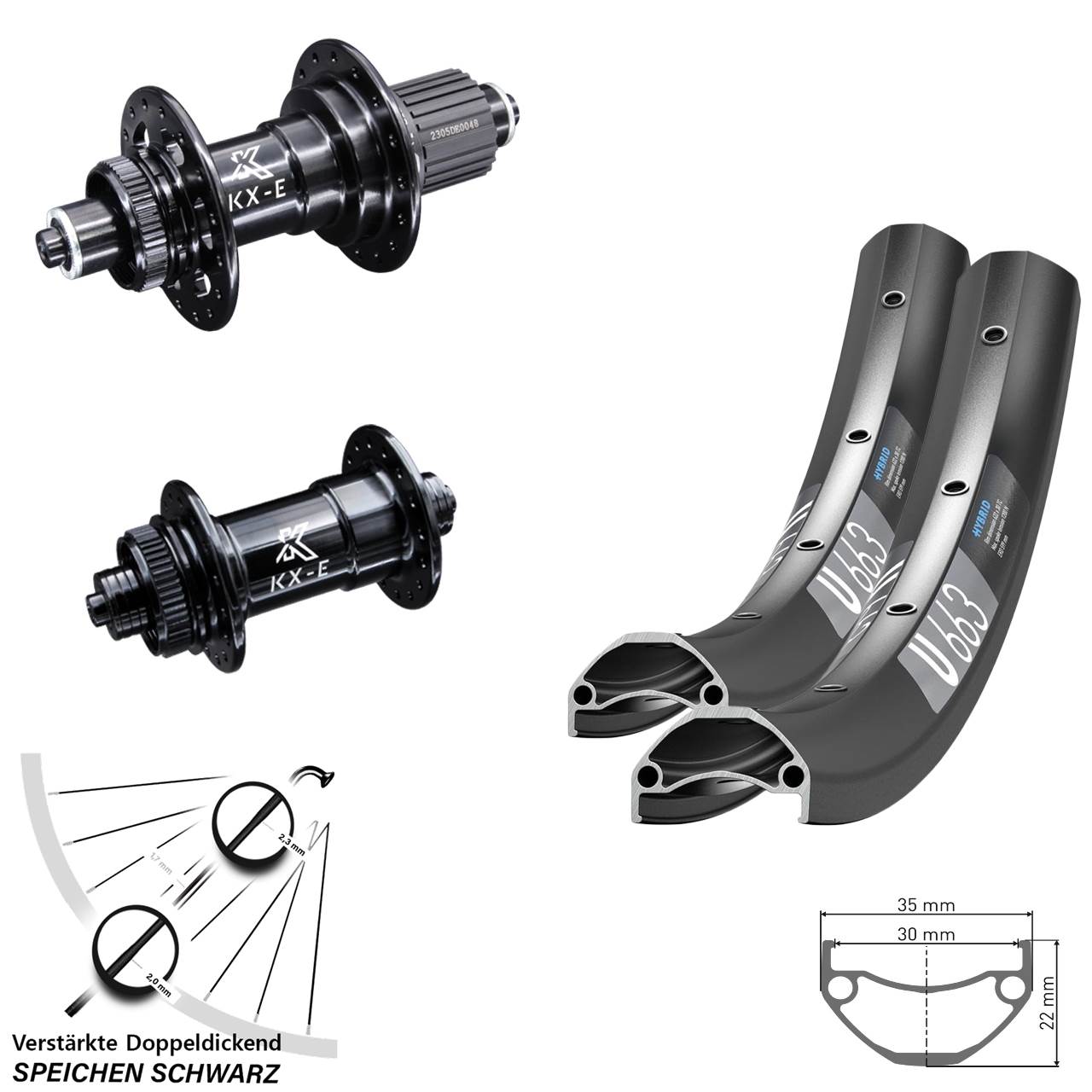 20/29 Zoll DT Swiss U663 KX-E Disc Laufradsatz für Schnellspanner Shimano Micro Spline