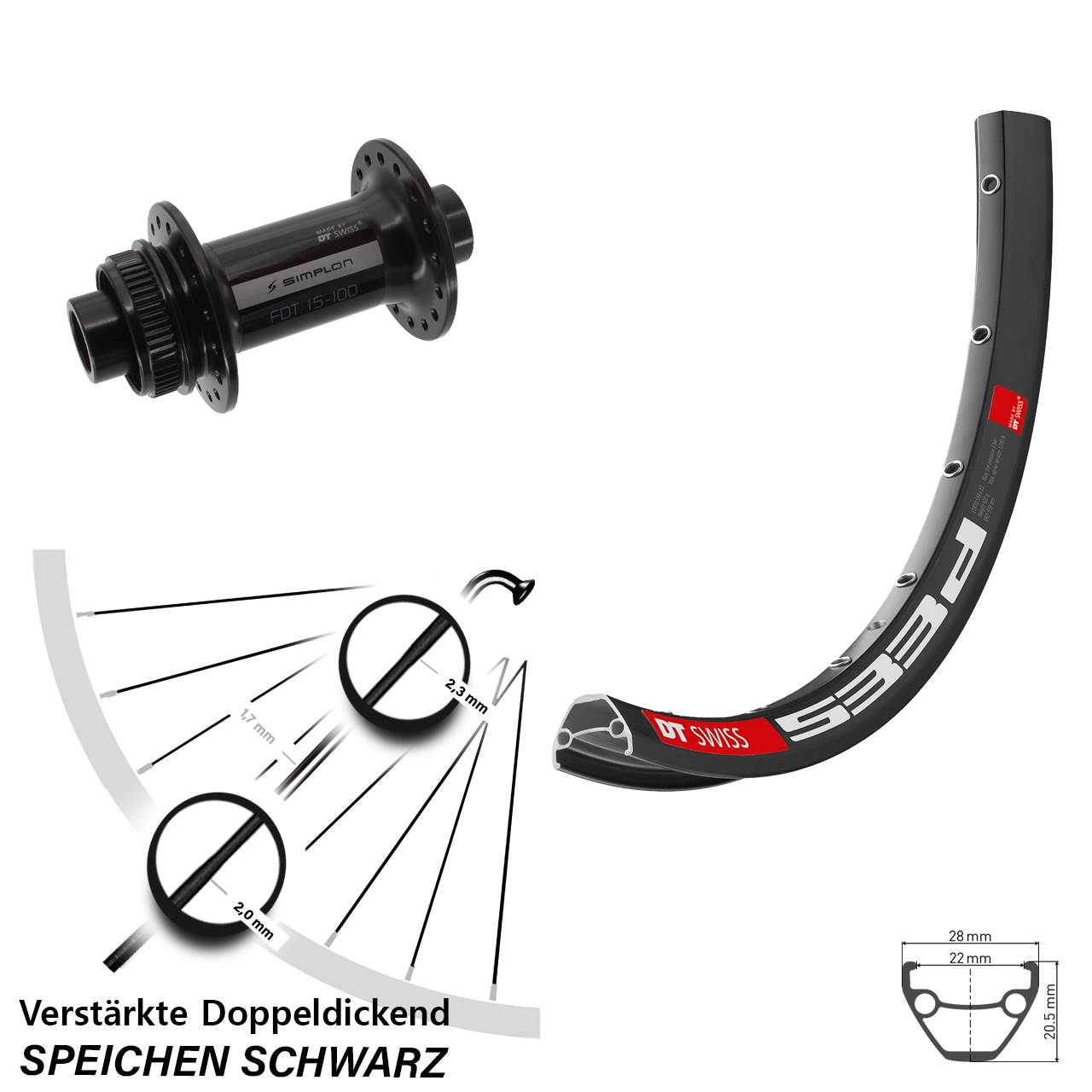 Centerlock Vorderrad 15x100 28-29 Zoll DT Swiss 533 D-370