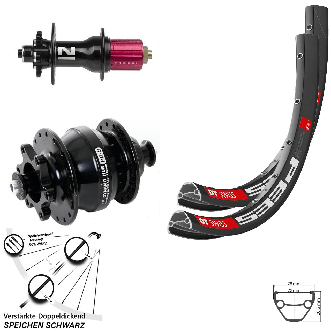 Laufradsatz QR 26 Zoll DT Swiss 533d Novatec Superlight SP PD-8 Disc 6-Loch 8-12 fach HG