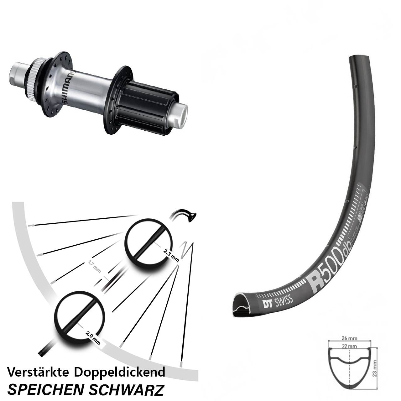 Disc Hinterrad 28-29 Zoll DT Swiss R 500 Shimano GRX 8-12 fach HG 12x142