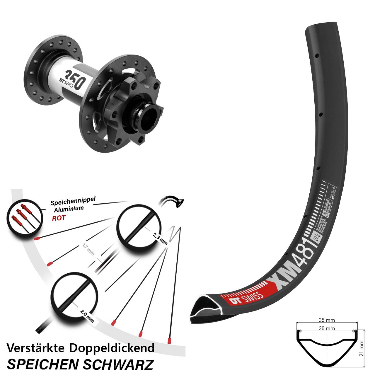XM481 DT Swiss 350 27,5 Zoll Disc Laufrad 15x110 Boost