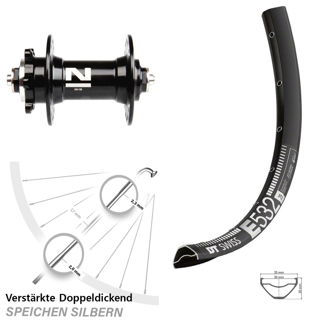 DT Swiss E532 Novatec D041 29 Zoll Disc Vorderrad für Schnellspanner
