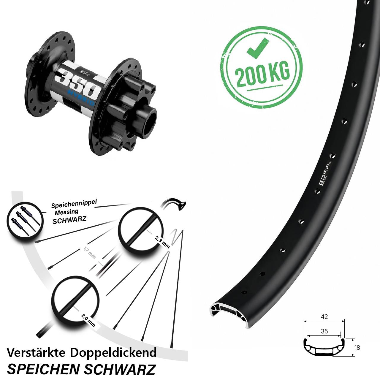 Gora 35 Heavy Duty DT Swiss 350 Hybrid 27,5 Zoll Disc Laufrad 15x110 Boost