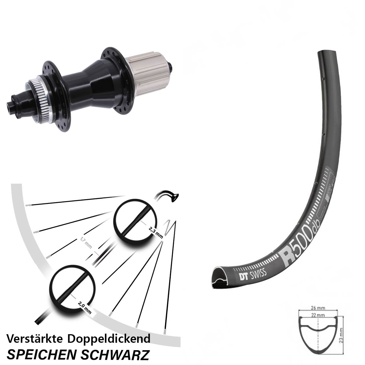 Centerlock Hinterrad 29 Zoll DT Swiss R500 Novatec CL-135 8-12 fach HG für Schnellspanner