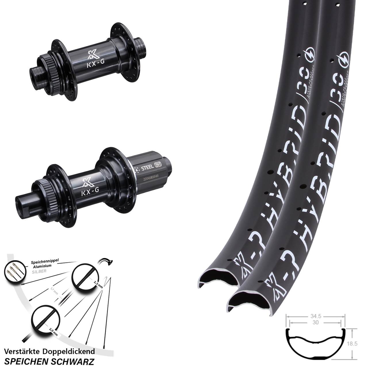 KX-GS-R Hybrid 30 verstärkt 29 Zoll Centerlock Laufradsatz 15x100 12x142 8-12 fach HG