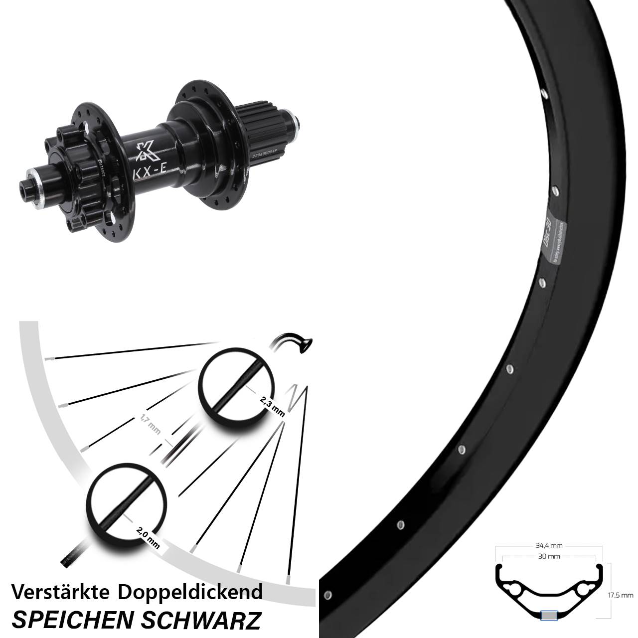 Ryde Disc 30 KX-E Heavy Duty 29 Zoll Disc Hinterrad für Schnellspanner Boost Micro Spline