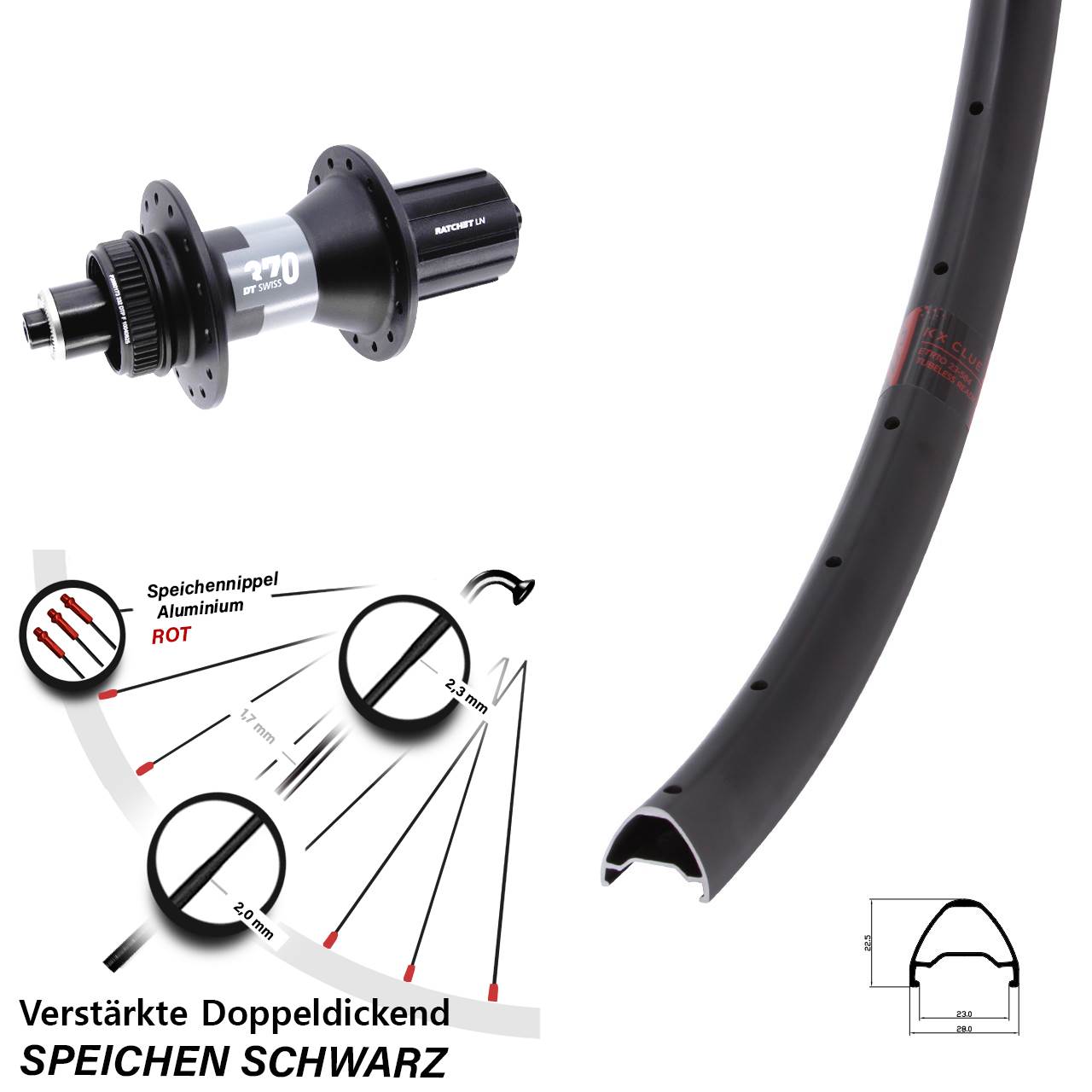Hinterrad Centerlock QR 29 Zoll KX Clue DT Swiss 370 8-12 fach HG