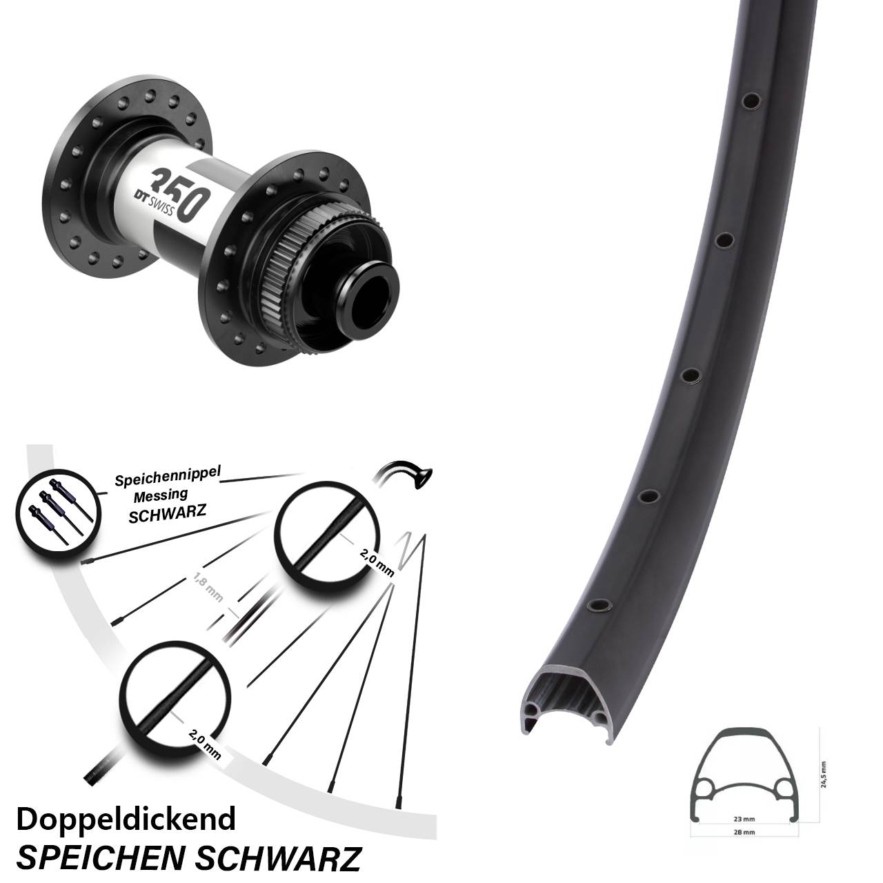 Vorderrad Centerlock 12x100 28 Zoll Ambrosio Sport DT Swiss 350