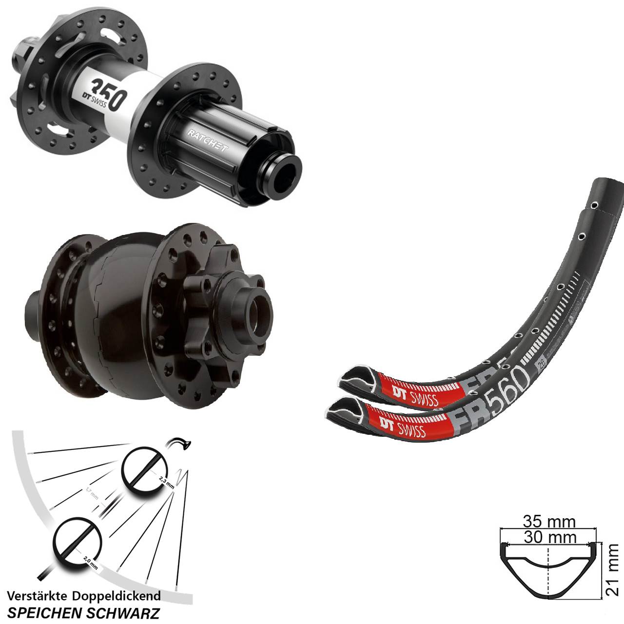 26 Zoll DT Swiss FR 560 350 SON 28 Disc Laufradsatz 15x100 12x142 8-11 fach HG