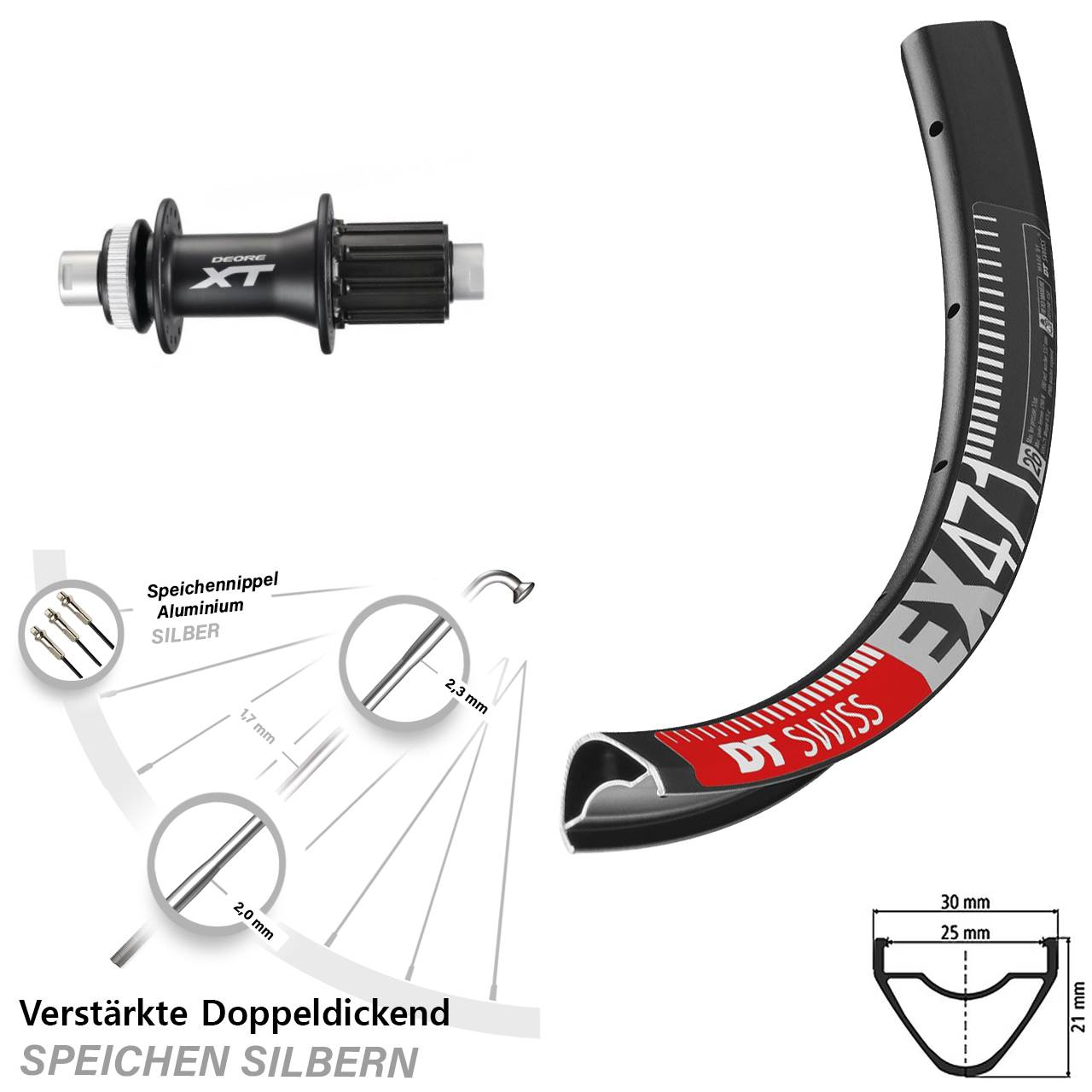 DT Swiss EX471 Shimano FH-M788 26 Zoll Centerlock Hinterrad 12x142 8-11 fach