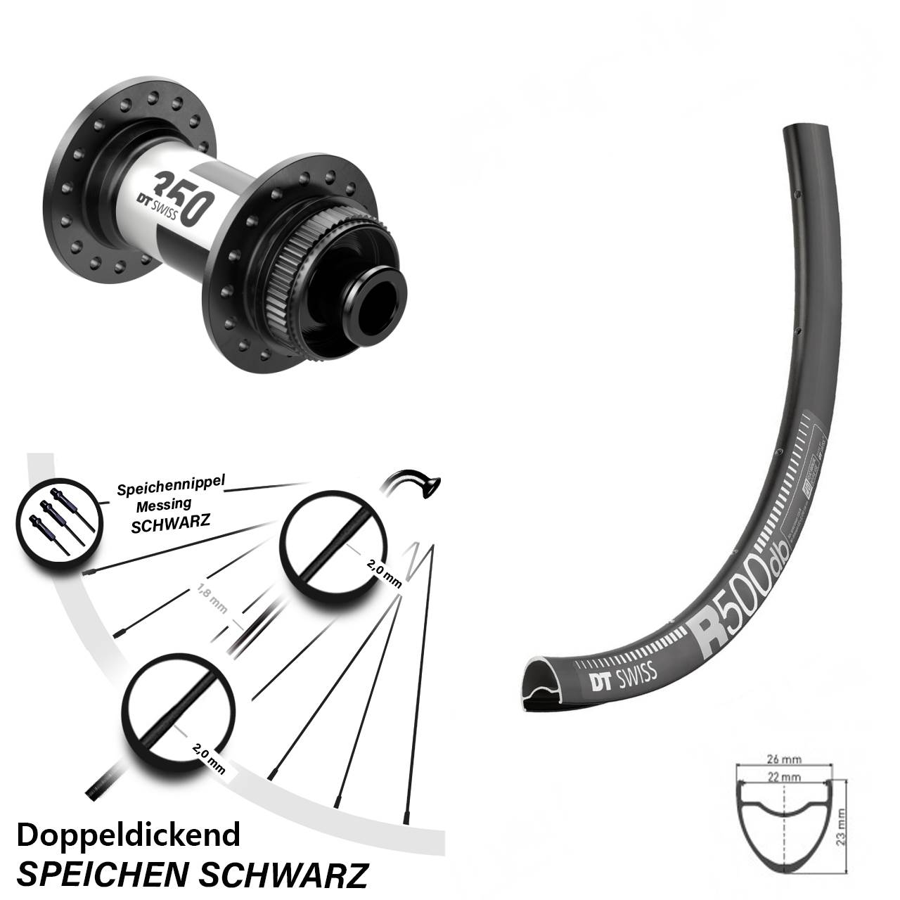 Centerlock Vorderrad 12x100 29 Zoll DT Swiss R500 DT Swiss 350