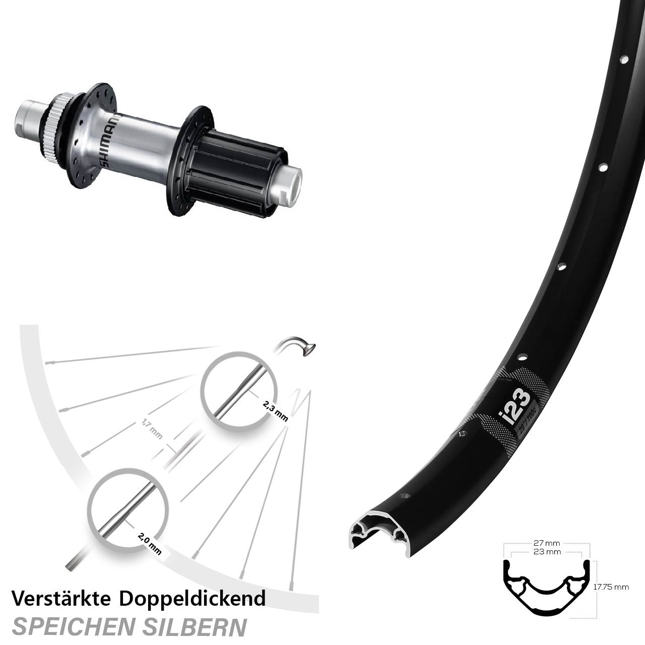 29 Zoll WTB i23 ST Shimano GRX Centerlock Hinterrad 12x142 8-12 fach HG