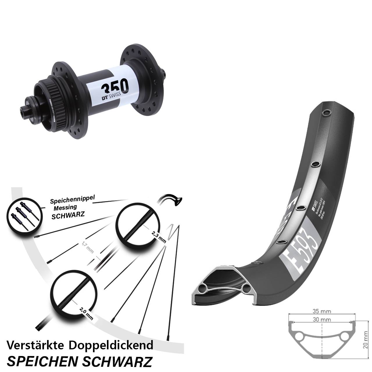 Disc Vorderrad 650B DT Swiss E 593-350 QR