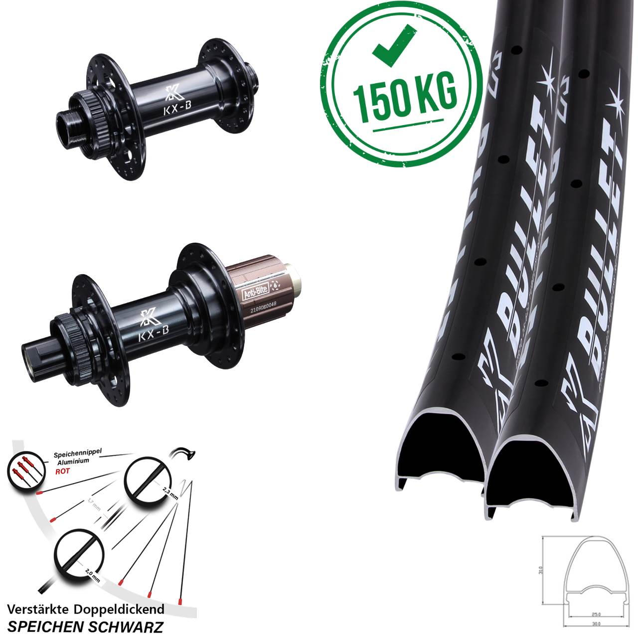 Disc Laufradsatz 28-29 Zoll KX-Bullet 8-12 fach 12x110/148 Boost