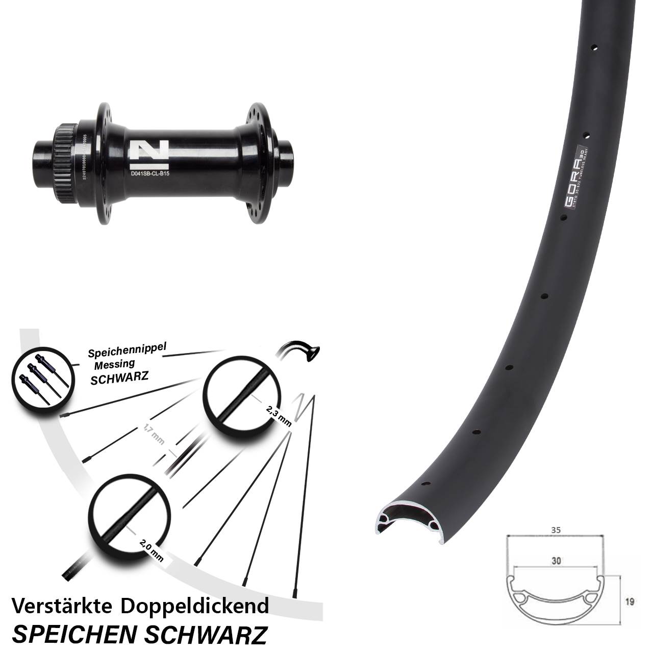 27,5 Zoll Gora 30 Novatec D041 Disc Vorderrad 15x110 Boost