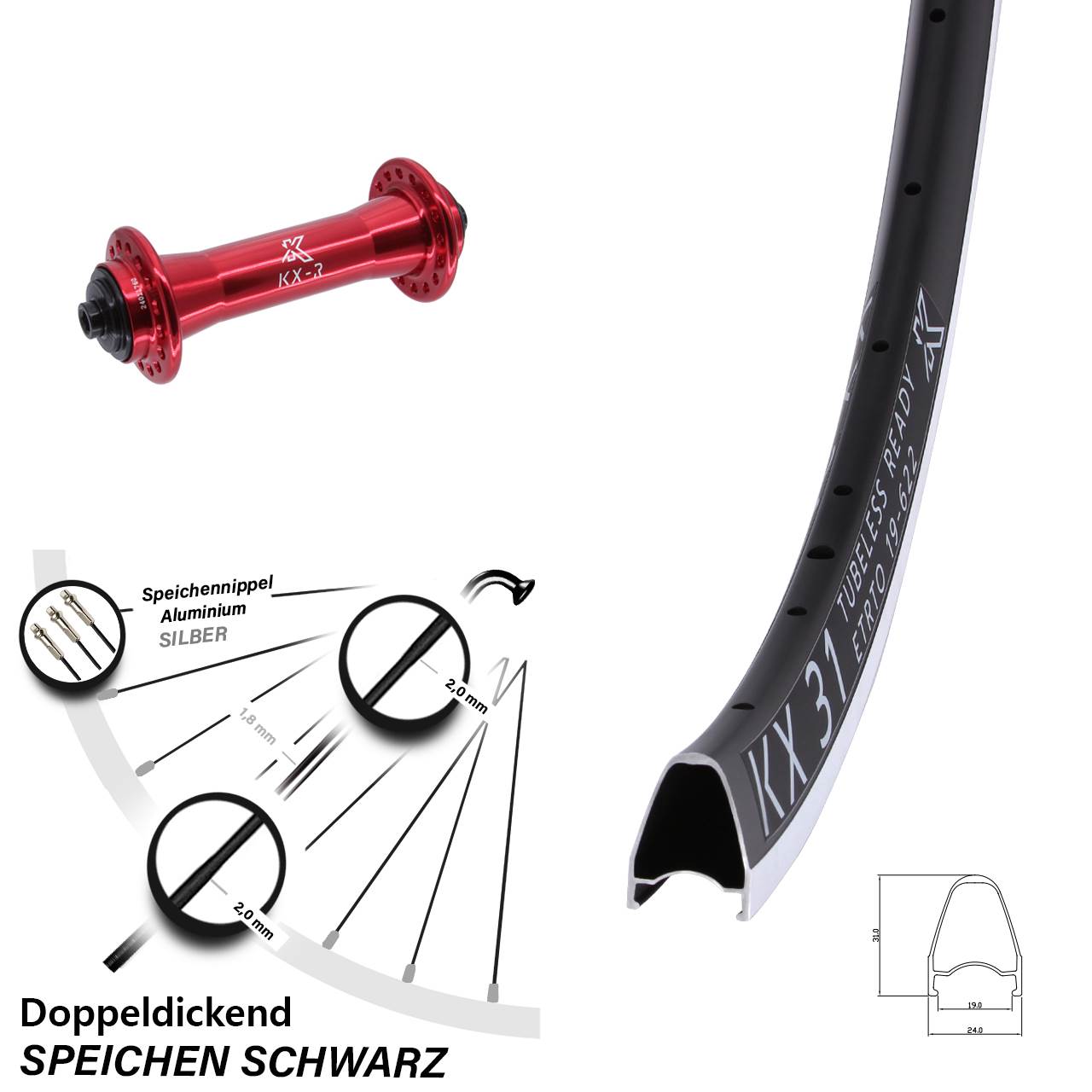 Vorderrad für Schnellspanner 28 Zoll KX-R 31