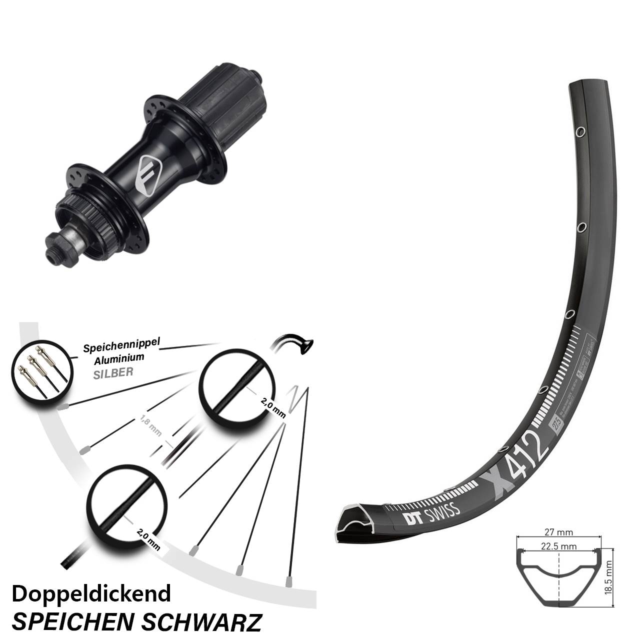 Disc Laufrad QR 29 Zoll DT Swiss X 412 Formula CL-52 8-11 fach HG