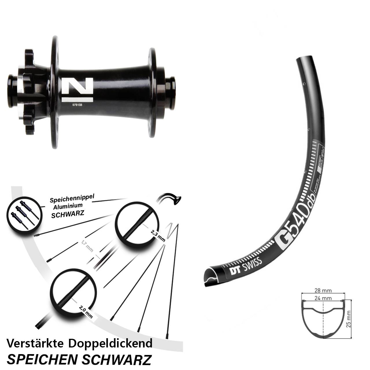 Disc Vorderrad 28 Zoll DT Swiss G 540 Novatec D791 15x100