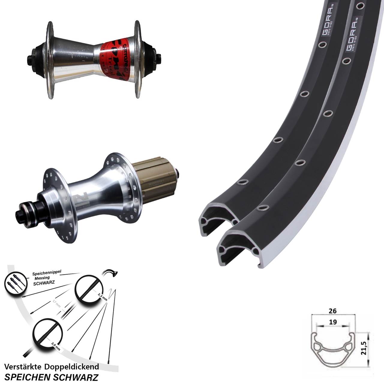 Gora 19 Formula Conic Novatec F162 28 Zoll Laufradsatz für Schnellspanner 8-12 fach HG