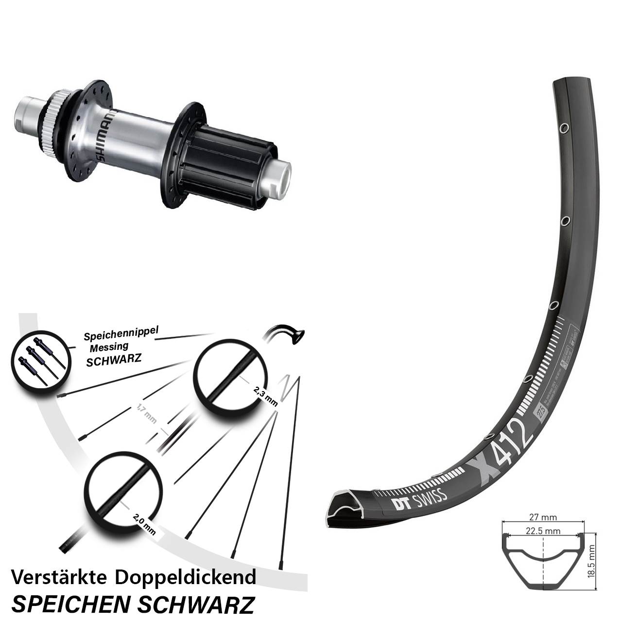 DT Swiss X 412 Shimano GRX 29 Zoll Centerlock Hinterrad 12x142 8-12 fach