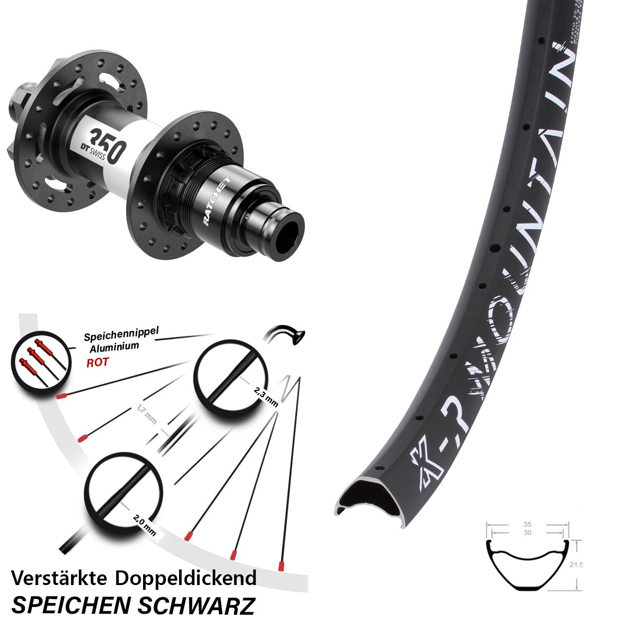 Boost Disc Hinterrad 12x148 29 Zoll KX-R Mountain DT Swiss 350 SRAM XD
