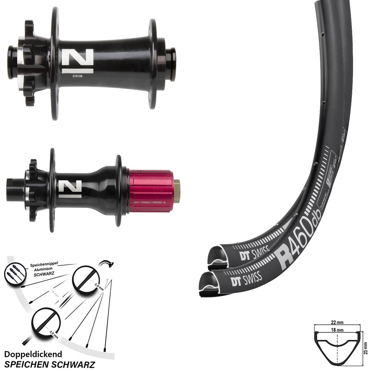 28 Zoll DT Swiss R460 Laufradsatz Road Disc 6-loch Novatec Superlight 8-12 fach Steckachse
