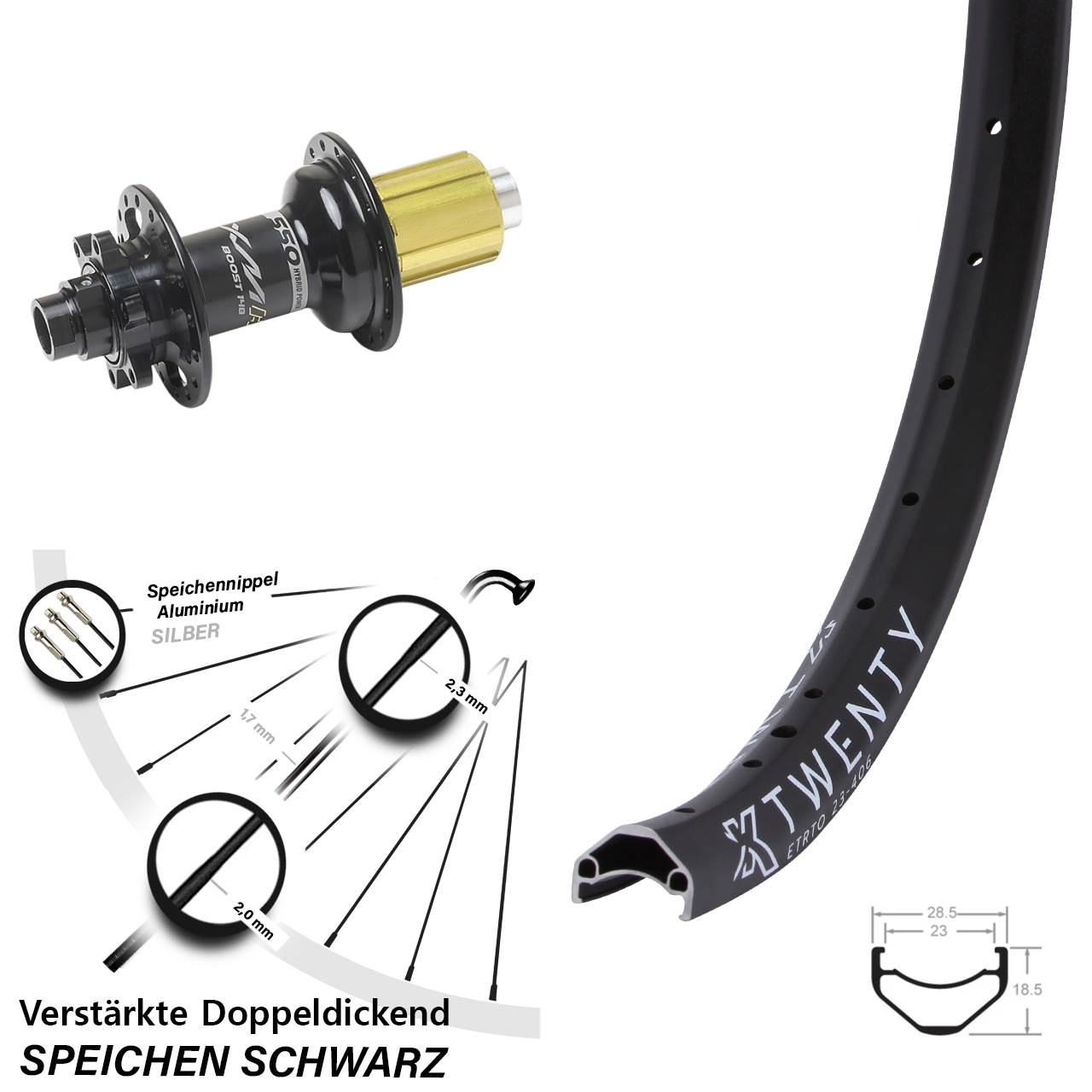 Disc Laufrad 12x148 20 Zoll KX Twenty Miche XMH 550 8-11 fach