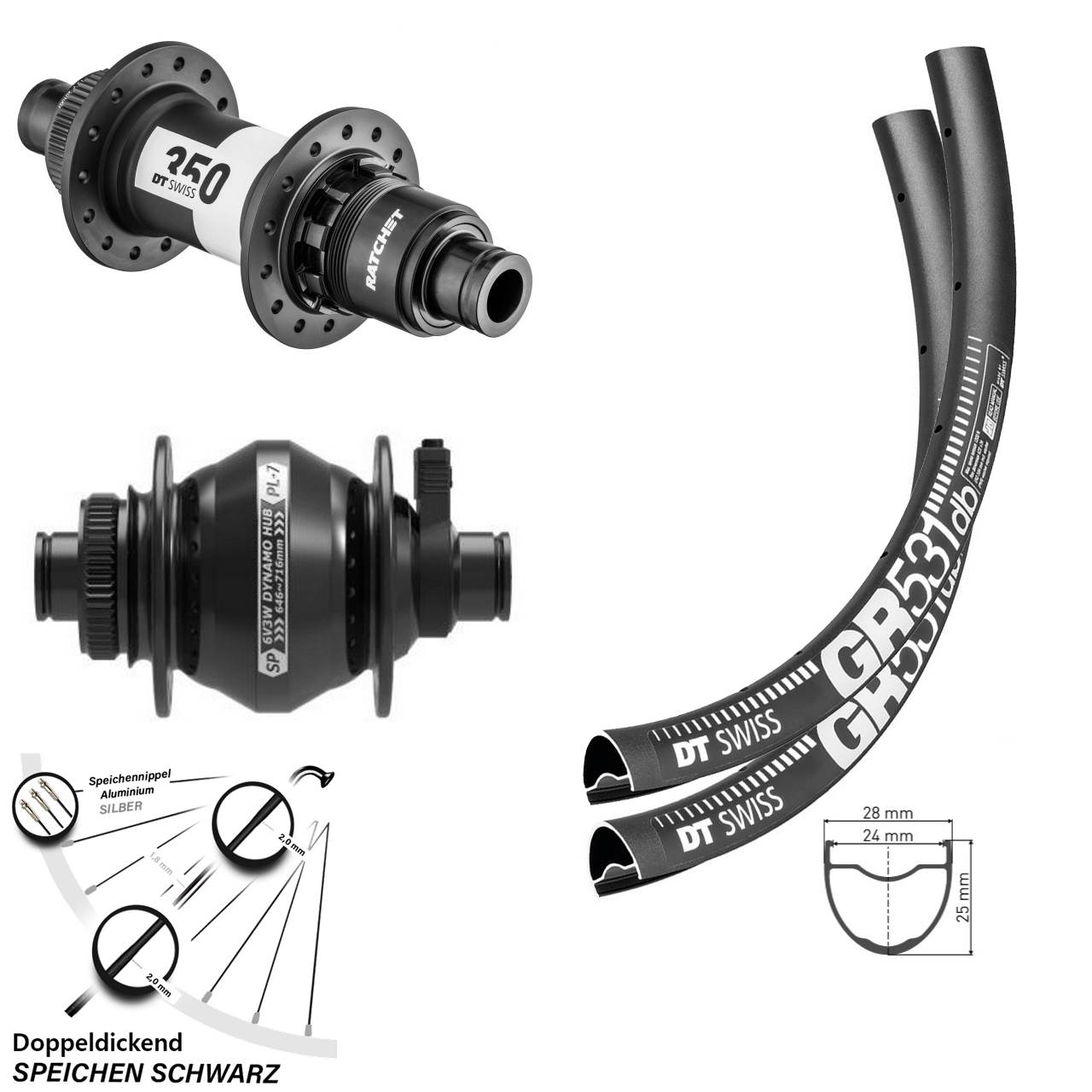 Disc Laufradsatz 12x100/142 28 Zoll DT Swiss GR 531-350 SP PL-7 XDR 11-12 fach