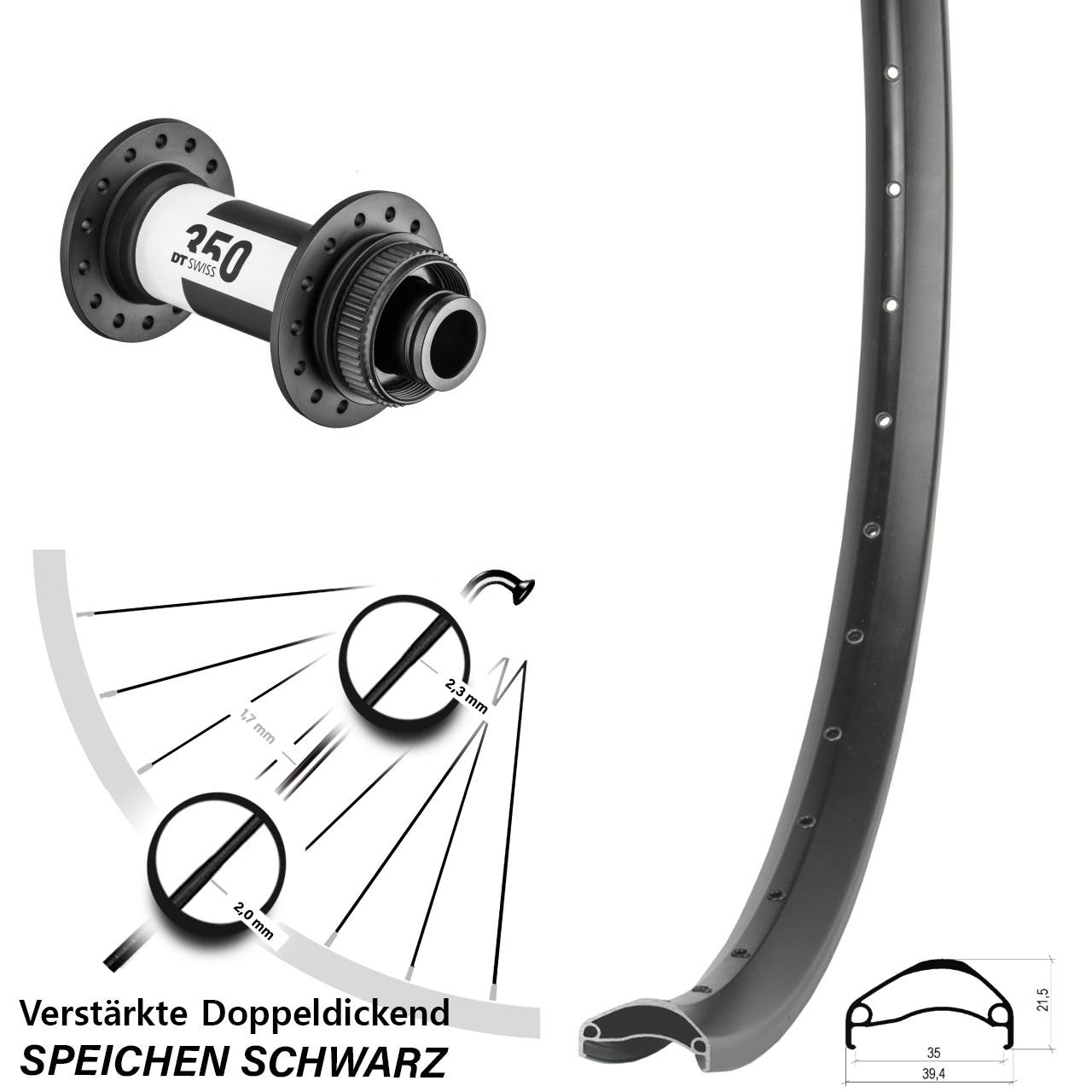 29 Zoll Ambrosio E35 DT Swiss 350 Vorderrad Centerlock 15x110 Boost