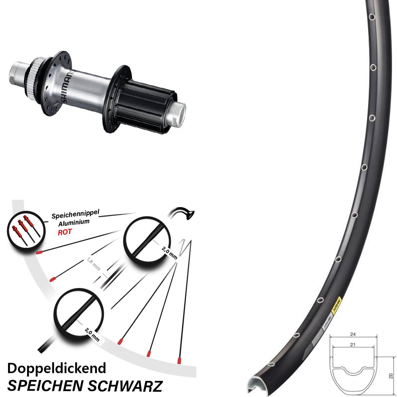 Disc Laufrad 12x142 29 Zoll Mavic XC621 Shimano FH-RS770 8-12 fach
