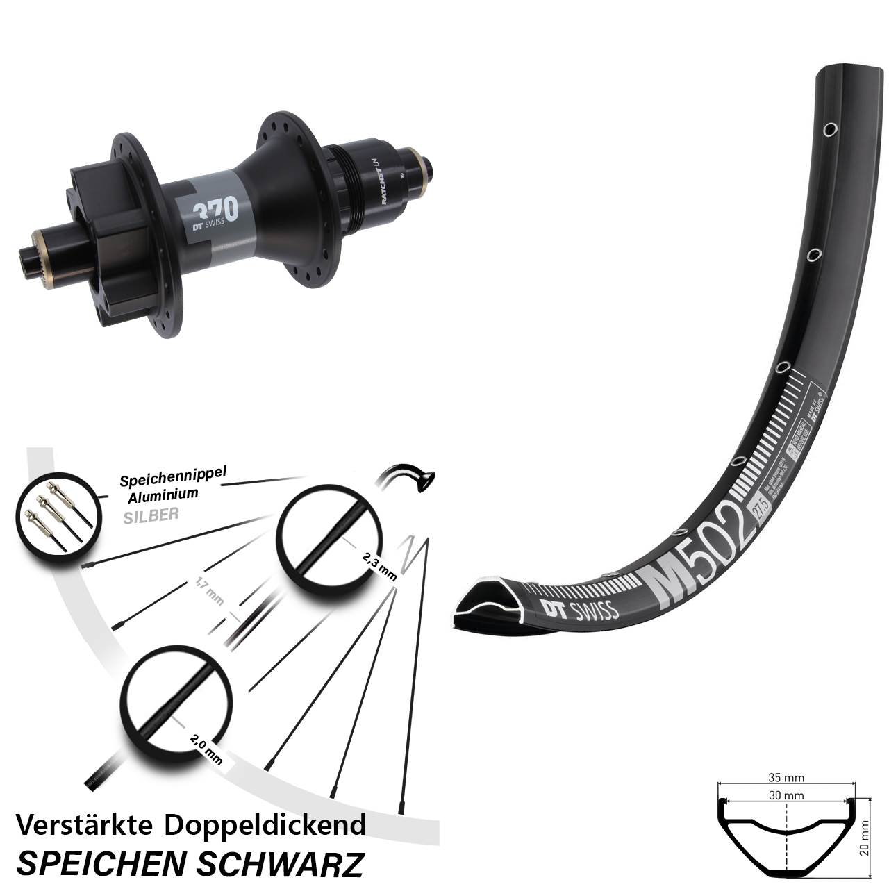Hinterrad 29 Zoll DT Swiss M 502-370 XD 11-12 fach QR