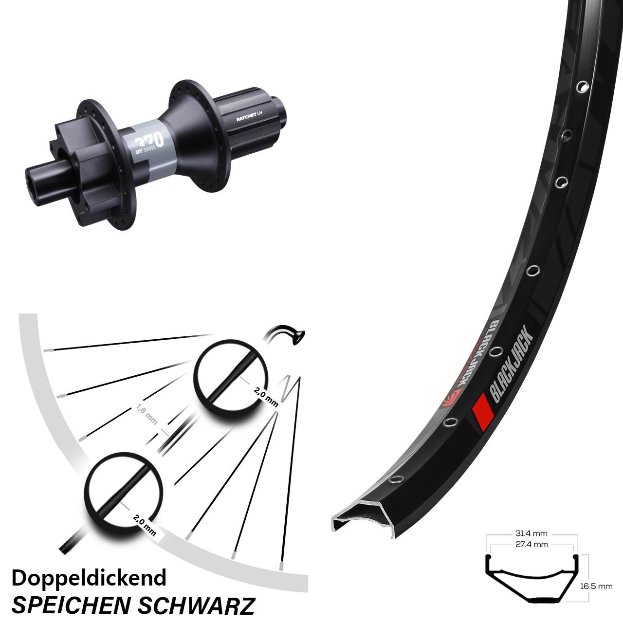 Disc Laufrad 12x142 650B Rodi Ready 27 DT Swiss 370 8-11 fach