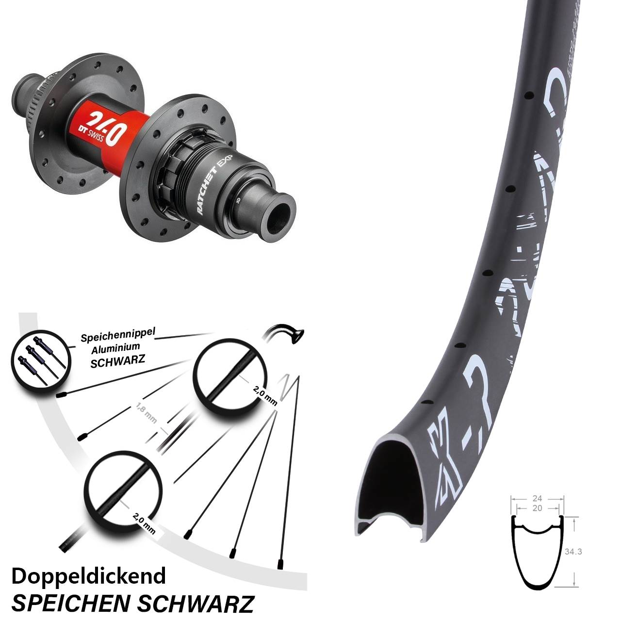 KX-R Road DT Swiss 240 EXP XDR 28 Zoll Hinterrad Centerlock 12x142