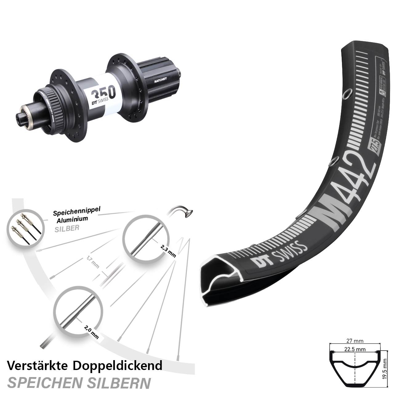 Disc Hinterrad QR 28 Zoll DT Swiss M 442-350 8-11 fach