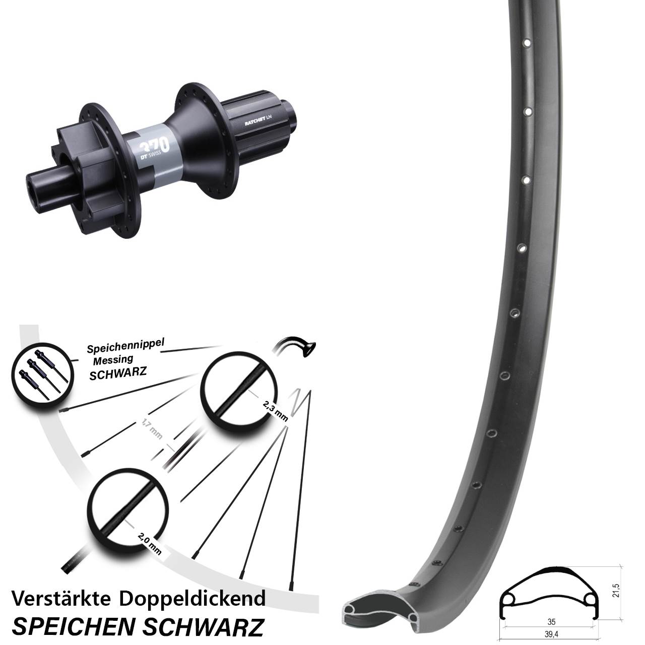 Disc Hinterrad 12x142 29 Zoll Ambrosio E35 DT Swiss 370 8-11 fach HG