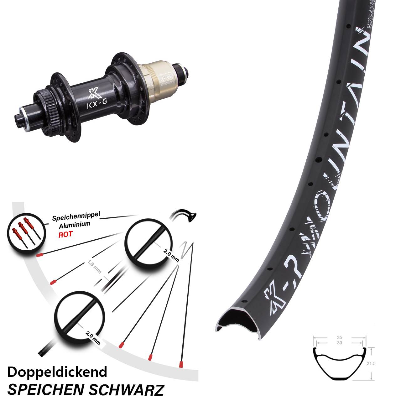 Disc Hinterrad QR 29 Zoll KX-GR Mountain XD-R