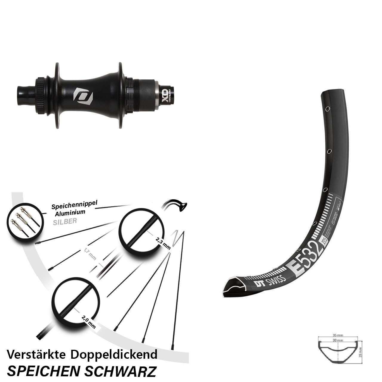 Centerlock Hinterrad 12x148 27,5 Zoll DT Swiss E532 Syncros Boost SRAM XD