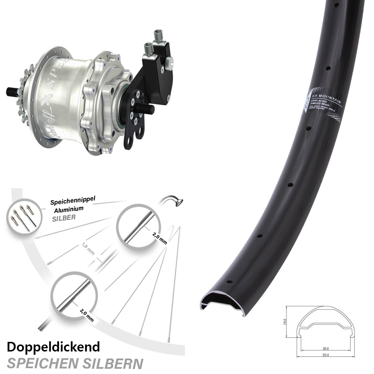 KX Mountain Rohloff Speedhub TS DB 29 Zoll Disc Hinterrrad