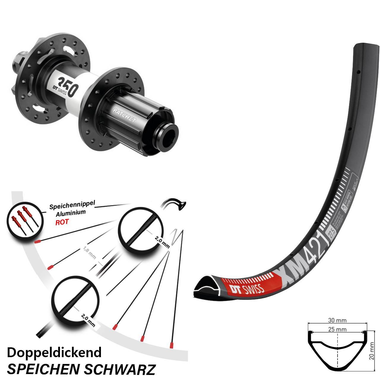 DT Swiss XM 421-350 Hinterrad 27,5 Zoll Boost 6-Loch 11-fach